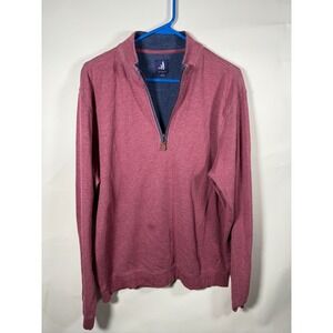 Johnnie O Mens Large Red Heathered 1/4 Zip Pullover Sweatshirt Preppy